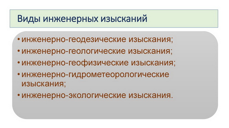 Виды инженерных изысканий.