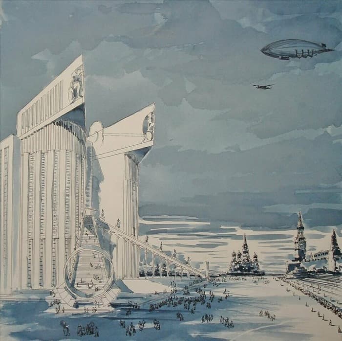 Конкурсный проект - здание Наркомтяжпрома, арх. К. Мельников.