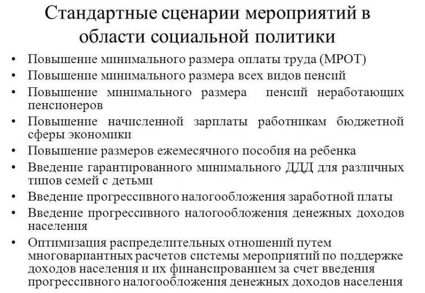 Мероприятия социальной политики.