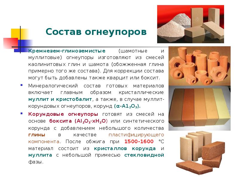 Состав огнеупоров.