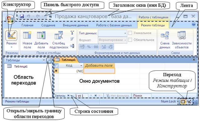 Основные элементы управления MS Access.