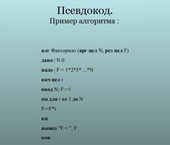 Псевдокод.