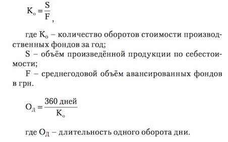 Расчёт общей скорости оборота стоимости производственных фондов.
